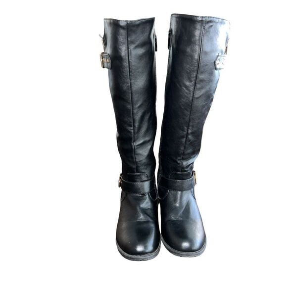 Cambridge Select Women's Riding Boots Black Block Heels Mid Calf Buckle Zip 7.5 - Picture 8 of 8